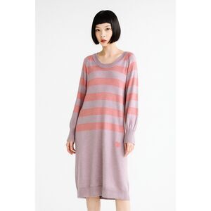 Cat's Tsumori Chisato Striped Cashmere and Angora Blend Long Sleeve Sweater Dres